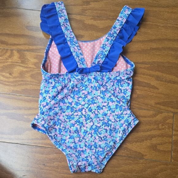 Floral Blue Ruffle Swimsuit - Picture 4 of 6